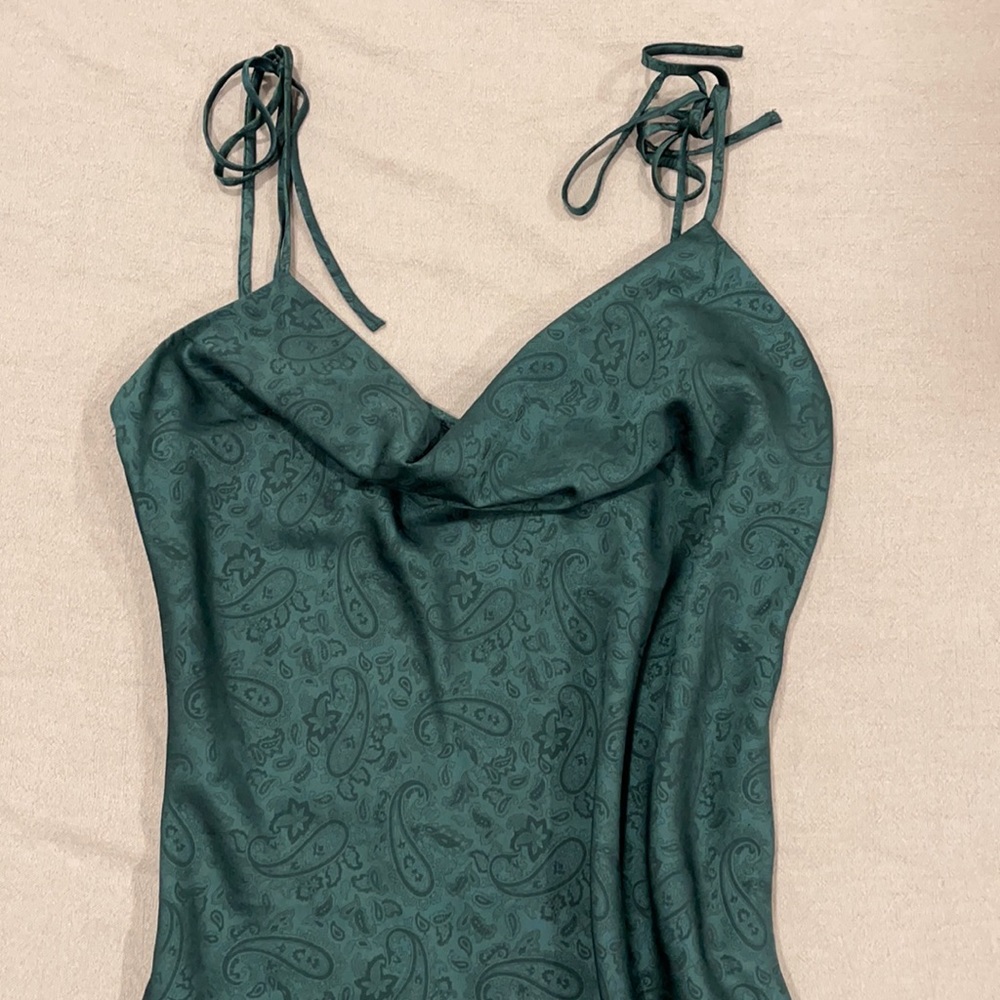 Forever 21 Satin Paisley Green Midi